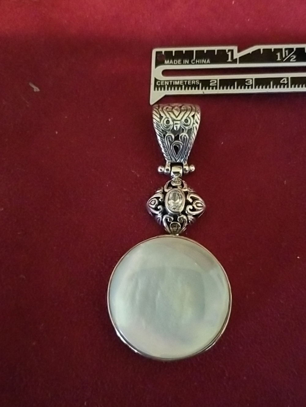 Silver pendant with Mother of Pearl Stone - Picture 7 of 8